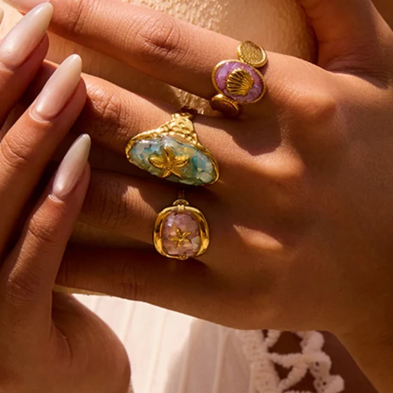 Bague Étoile de Mer Rectangulaire
