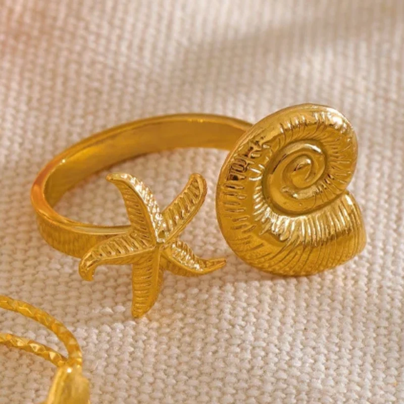 Bague Coquillage Spirale Étoile de Mer