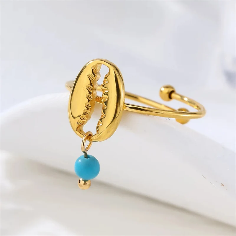Bague Coquillage Cauris Perle