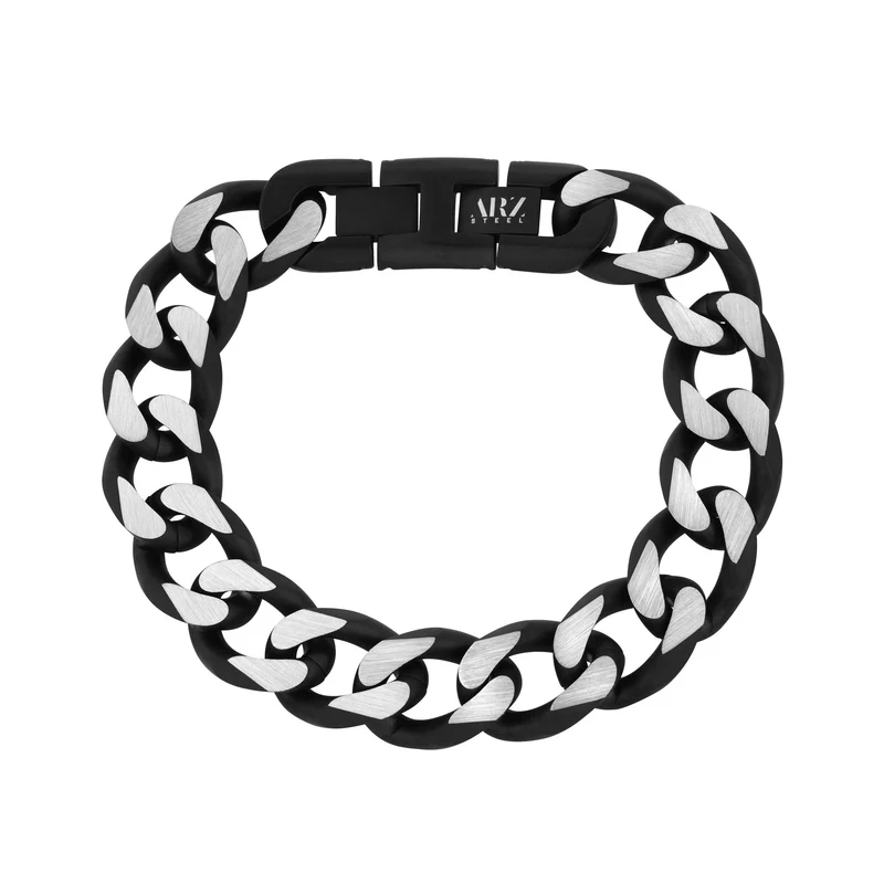 Bracelet à maillons cubains de 14 mm, deux tons