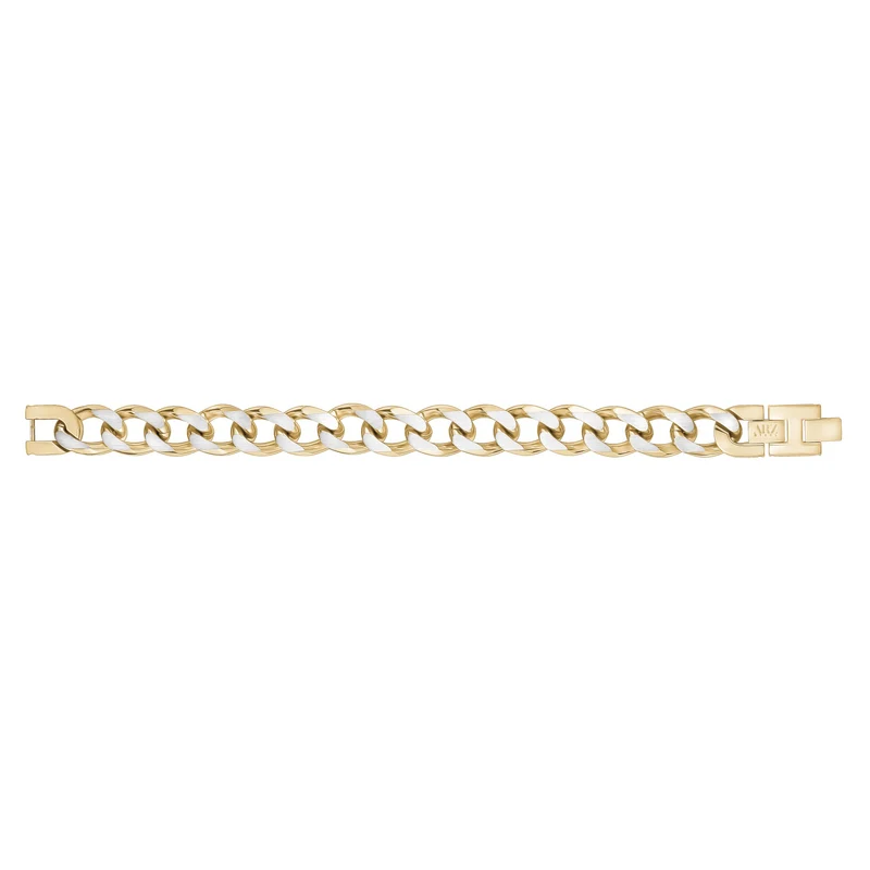 Bracelet à maillons cubains de 14 mm, deux tons