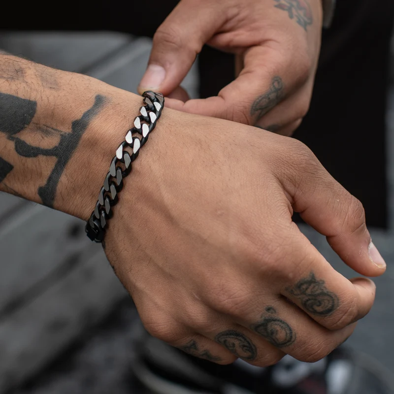 Bracelet à maillons cubains 11 mm, deux tons