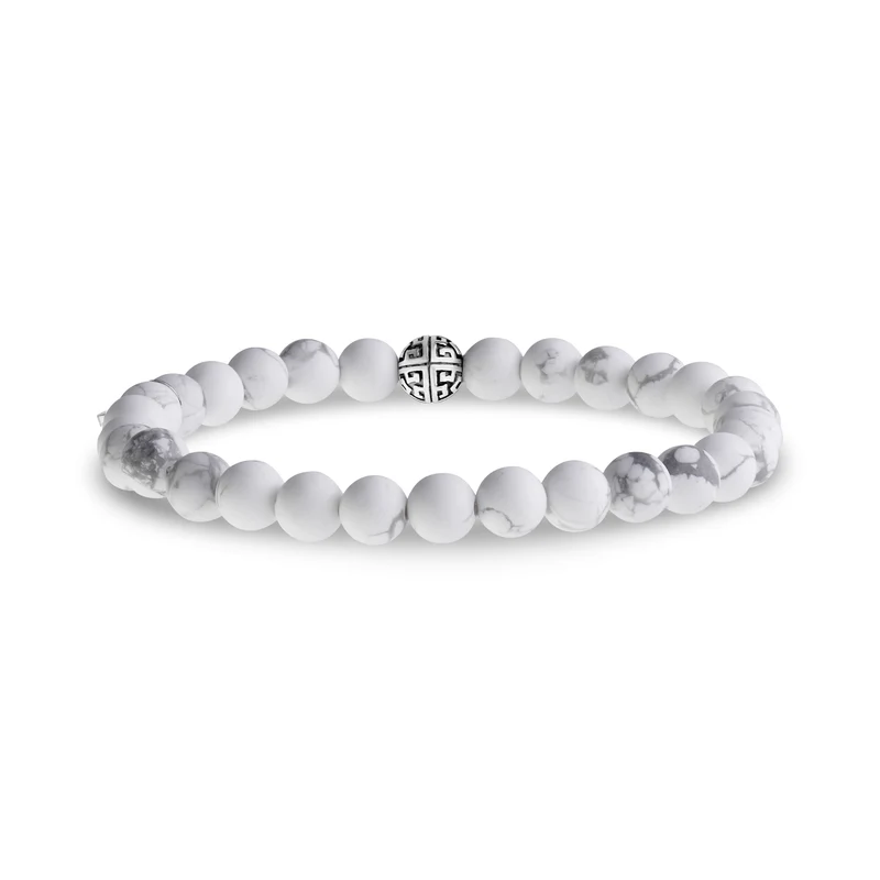 Bracelet de perles de Howlite blanc mat 6mm