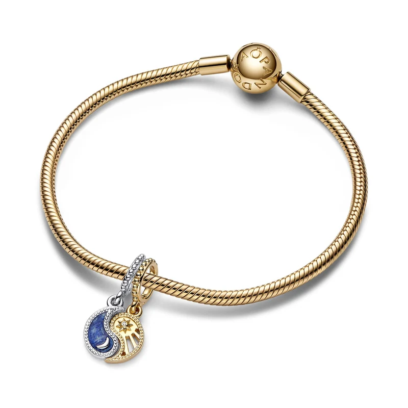 Pandora Moments 925 Sterling Silver Yin And Yang Charm 762678C01with14 Carat Gold Plating