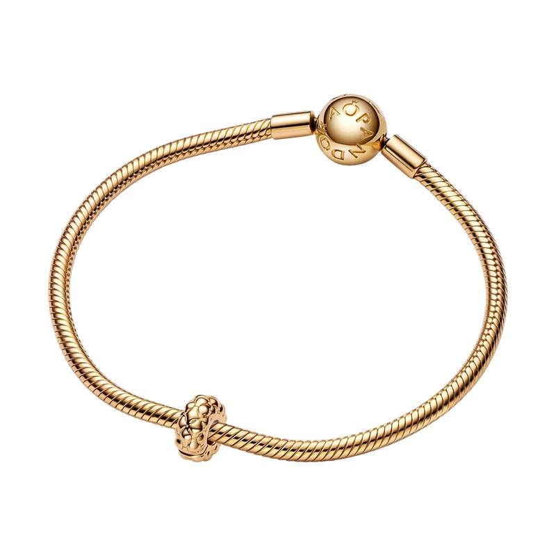 Pandora Moments Studded Clip Charm 762716C00with14 Carat Gold Plating