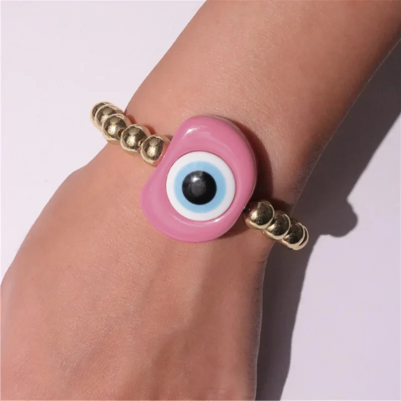 Bracelet Perle Or Œil Rose