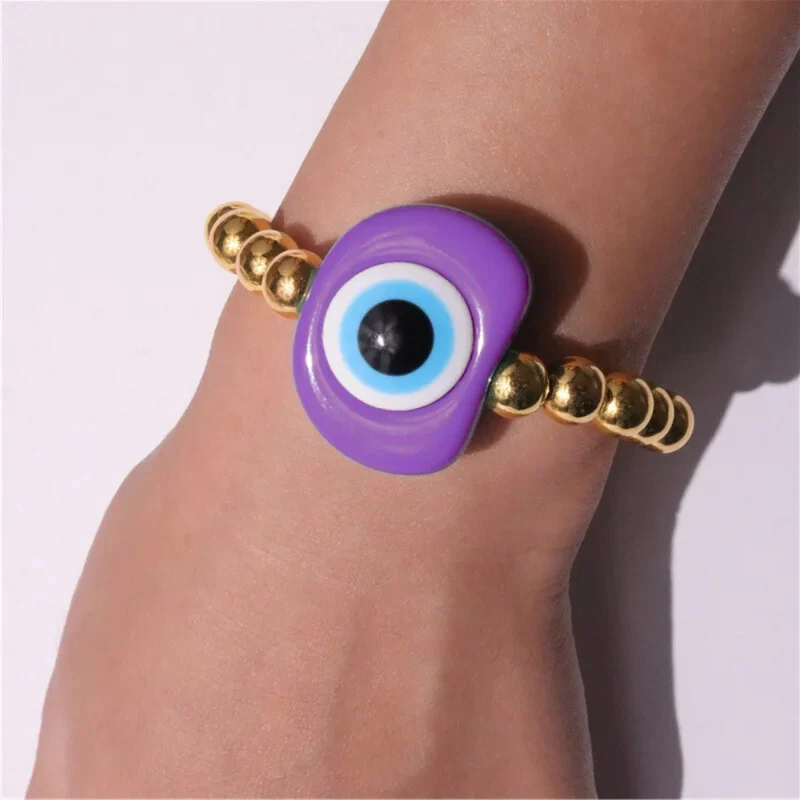 Bracelet Perle Or Œil Violet