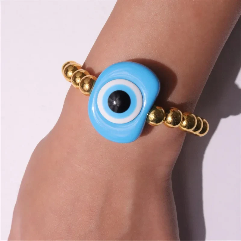 Bracelet Perle Or Œil Bleu