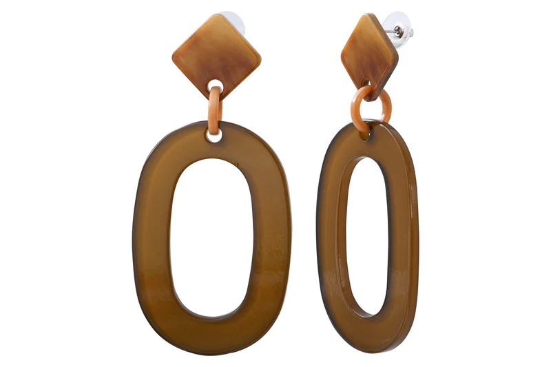 Boucles d'oreilles acier acétate marron