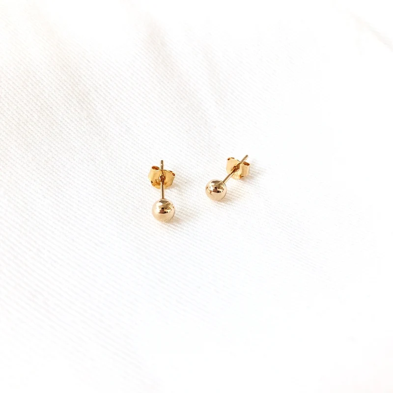 Boucles d'oreilles "Bille 4mm" plaqué or