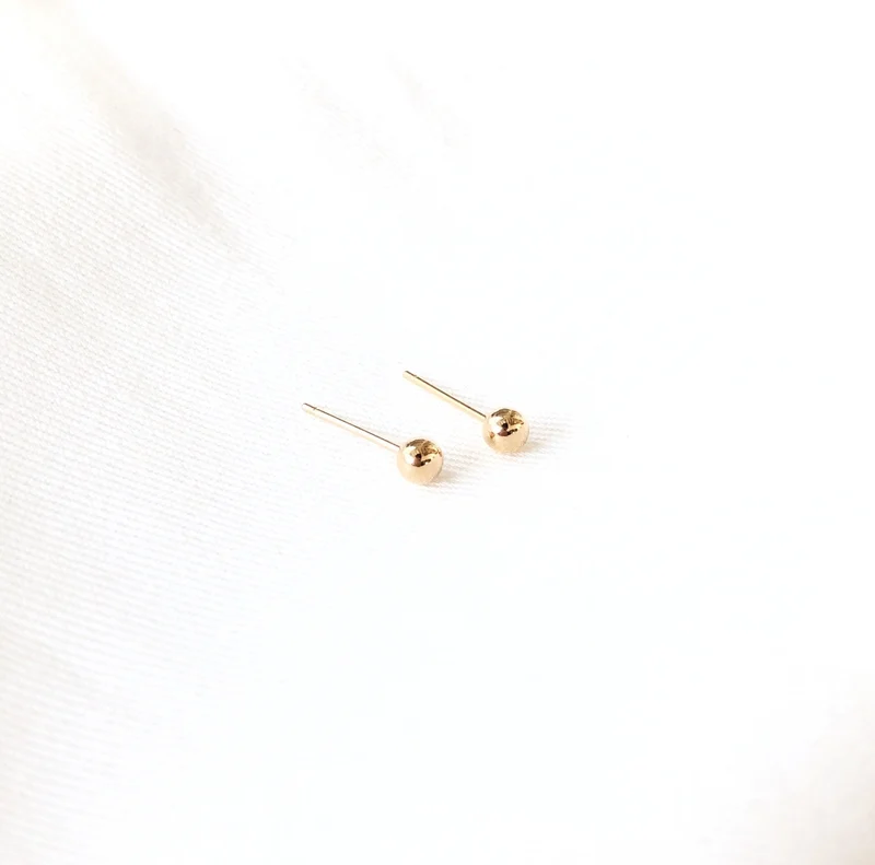Boucles d'oreilles "Bille 4mm" plaqué or