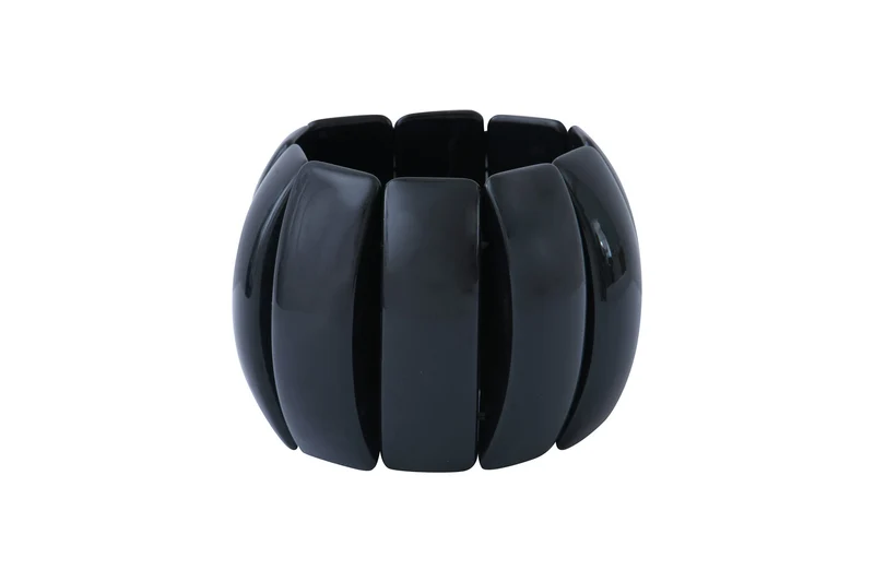 Bracelet Vera en acétate noir monté sur cable elastique