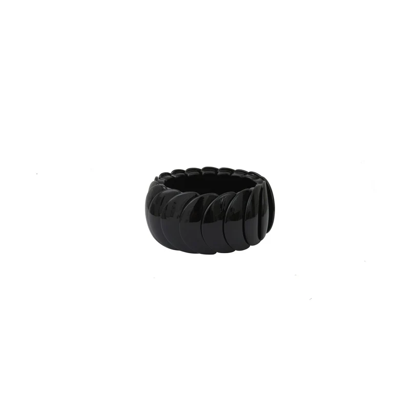 Bracelet Maia en acétate noir monté sur cable élastique