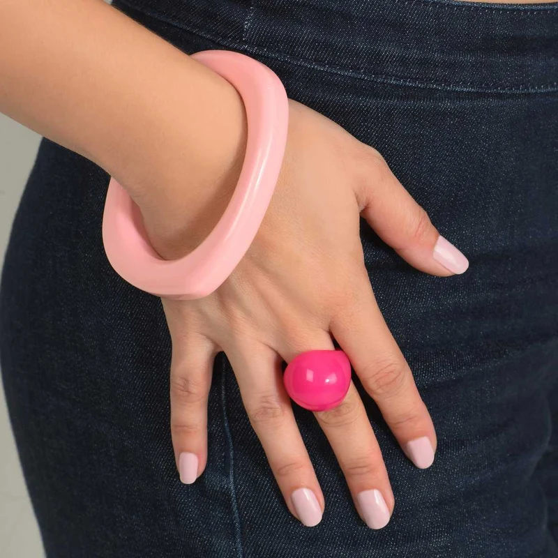 Bracelet jonc Lara en acétate rose