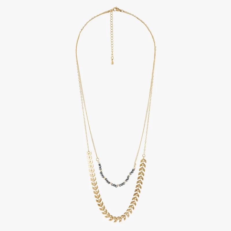Set de 2 colliers courts gris en acier inoxydable
