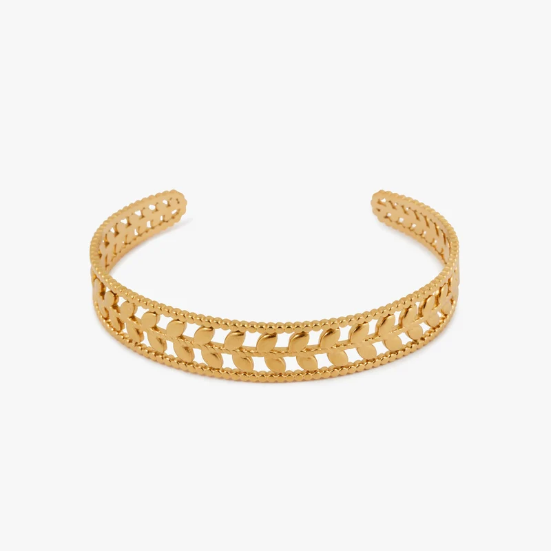 Bracelet manchette épi en acier inoxydable