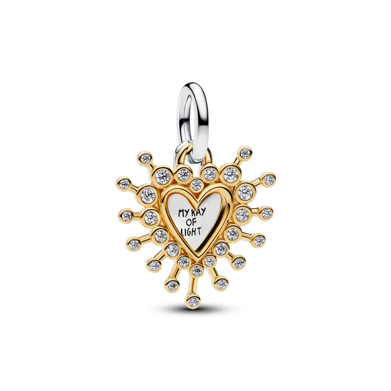 Pandora Moments Gold Plated Radiant Heart Double Dangle Charm 764141C01