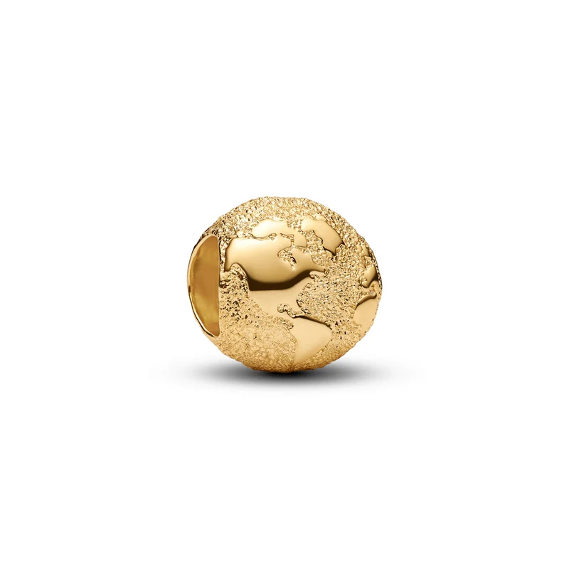 Pandora Moments Gold Plated Textured Globe Mini Charm 764529C00