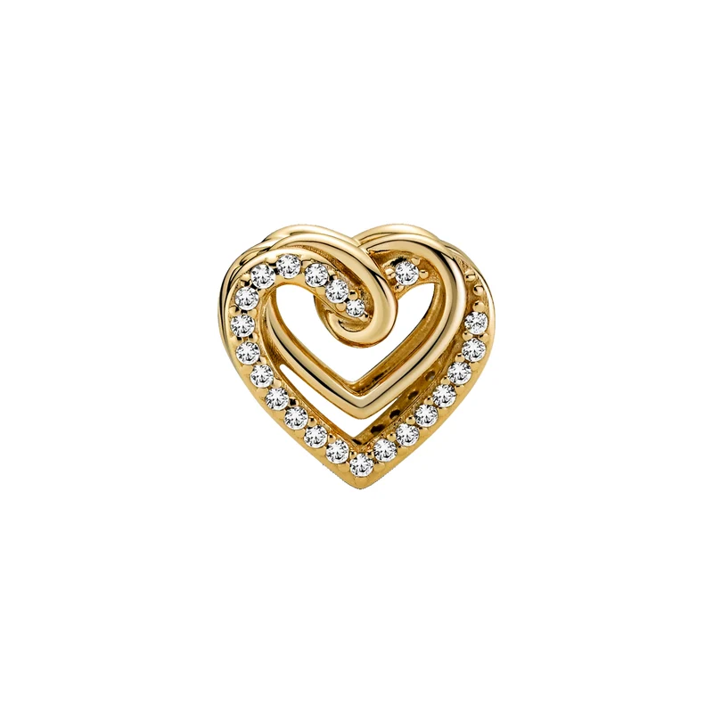 Pandora Moments Gold-coloured Entwined Hearts Charm with 14 Carat Gold Plating 769270C01