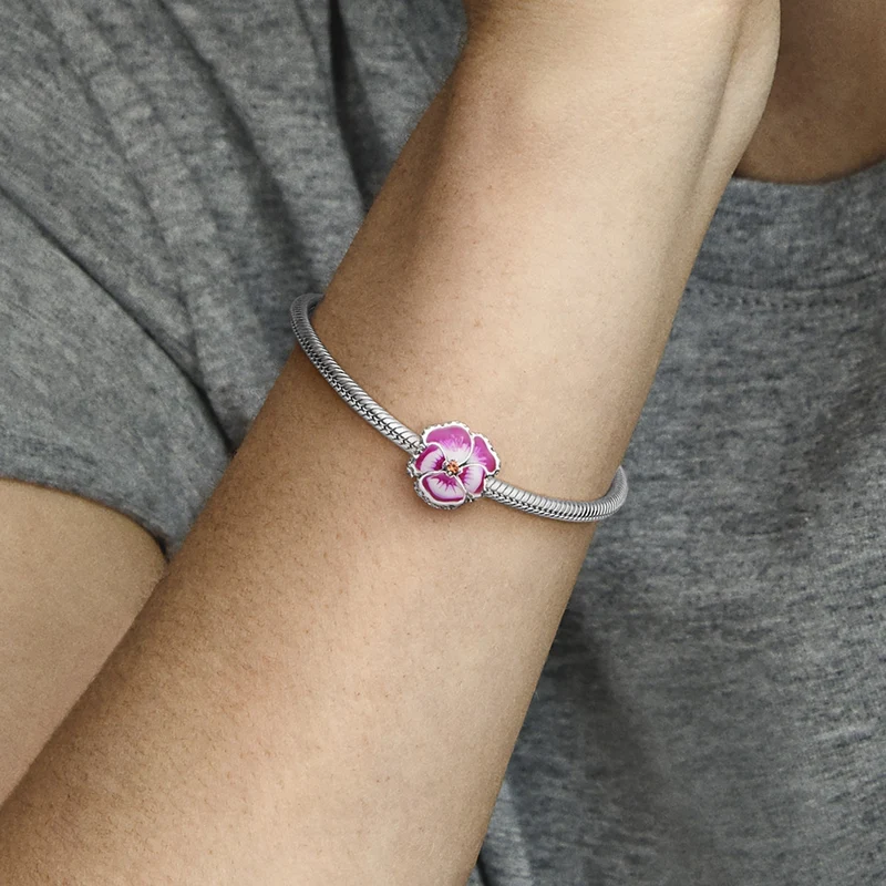 Pandora Moments 925 Sterling Silver Pansy Flower Charm 790777C01