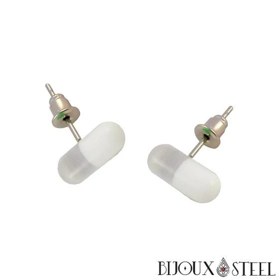 Boucles d'oreilles pilules bicolores
