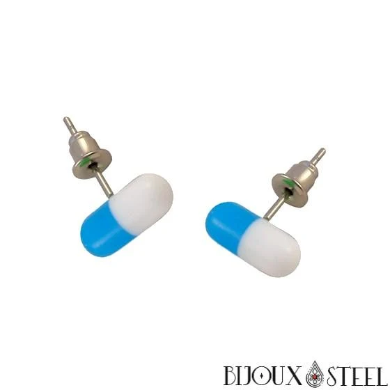 Boucles d'oreilles pilules bicolores