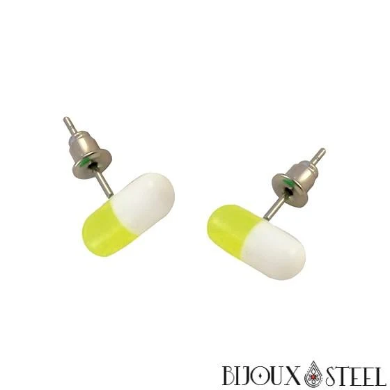 Boucles d'oreilles pilules bicolores