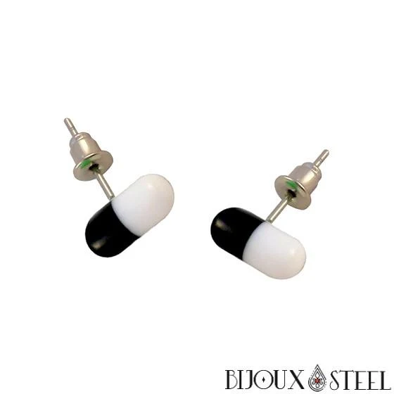 Boucles d'oreilles pilules bicolores