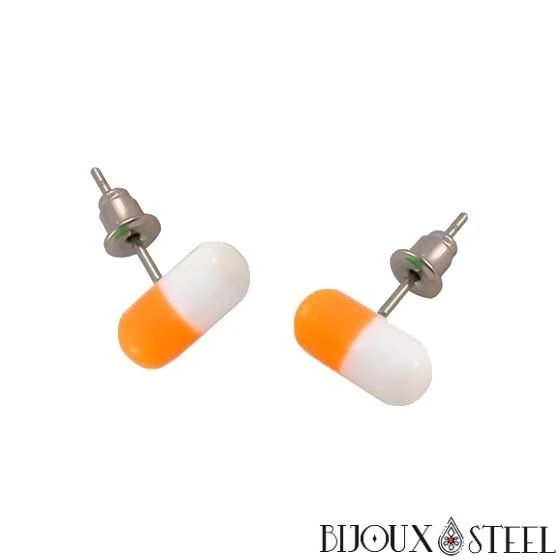Boucles d'oreilles pilules bicolores