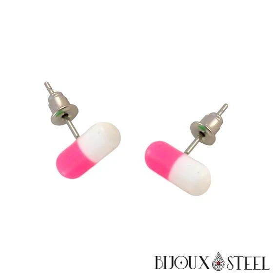 Boucles d'oreilles pilules bicolores