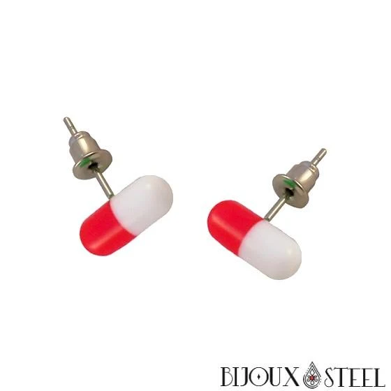 Boucles d'oreilles pilules bicolores