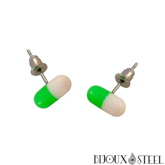 Boucles d'oreilles pilules bicolores