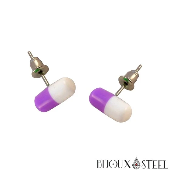 Boucles d'oreilles pilules bicolores