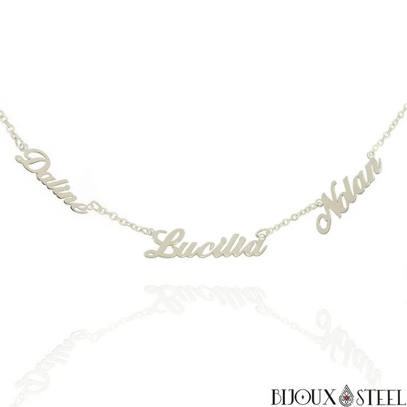 Collier personnalisé 1 à 5 prénoms en acier inoxydable