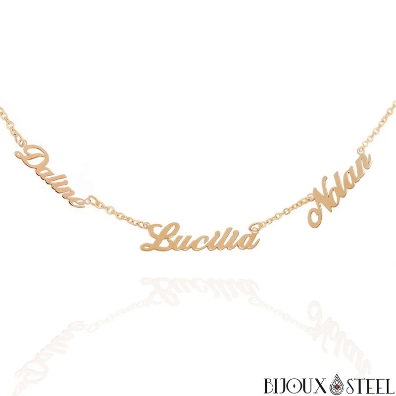 Collier personnalisé 1 à 5 prénoms en acier inoxydable
