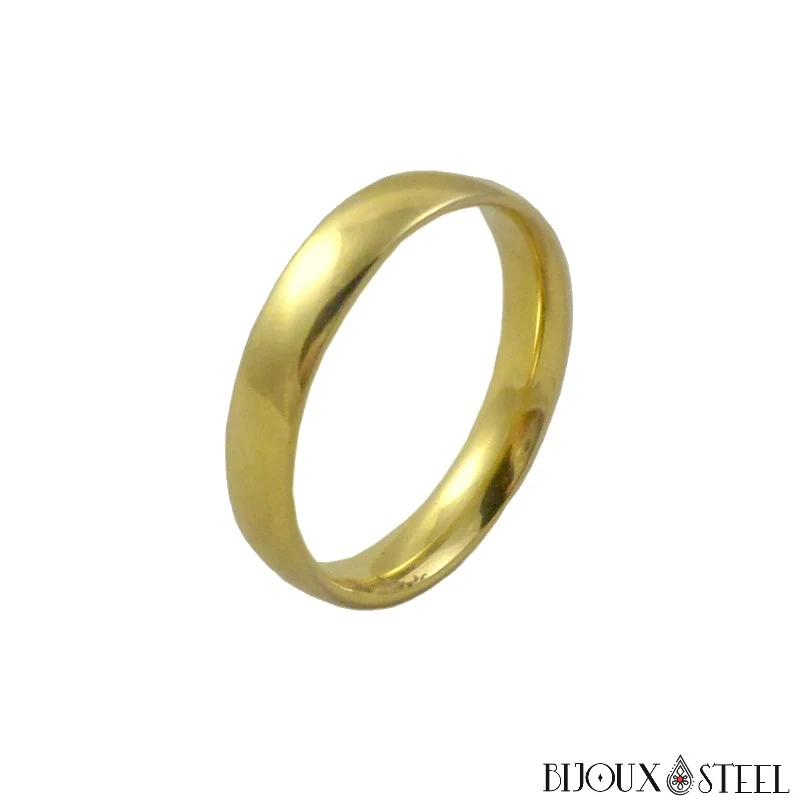 Bague alliance dorée en acier chirurgical