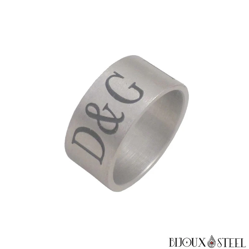 Bague anneau large argenté homme D&G en acier chirurgical