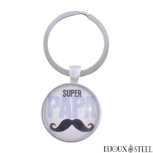 Porte-clés cadeau super papa à moustache noire