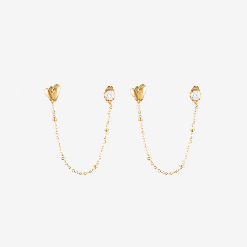 Boucles d'oreilles chainette avec coeur