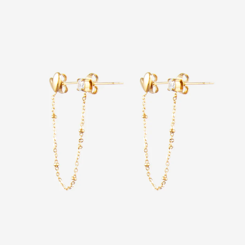 Boucles d'oreilles chainette avec coeur