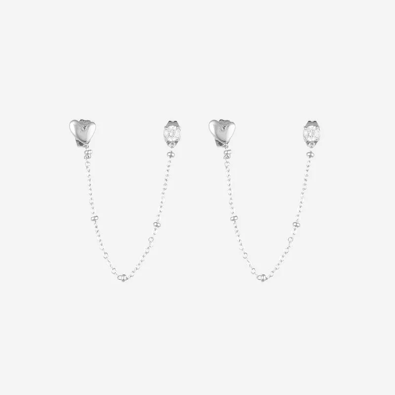 Boucles d'oreilles chainette avec coeur
