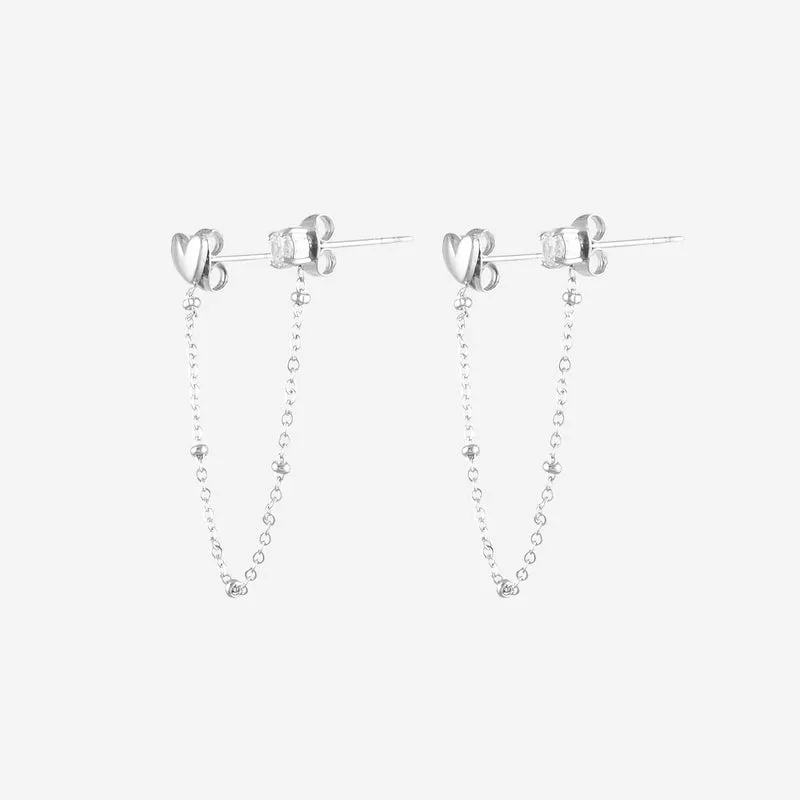Boucles d'oreilles chainette avec coeur
