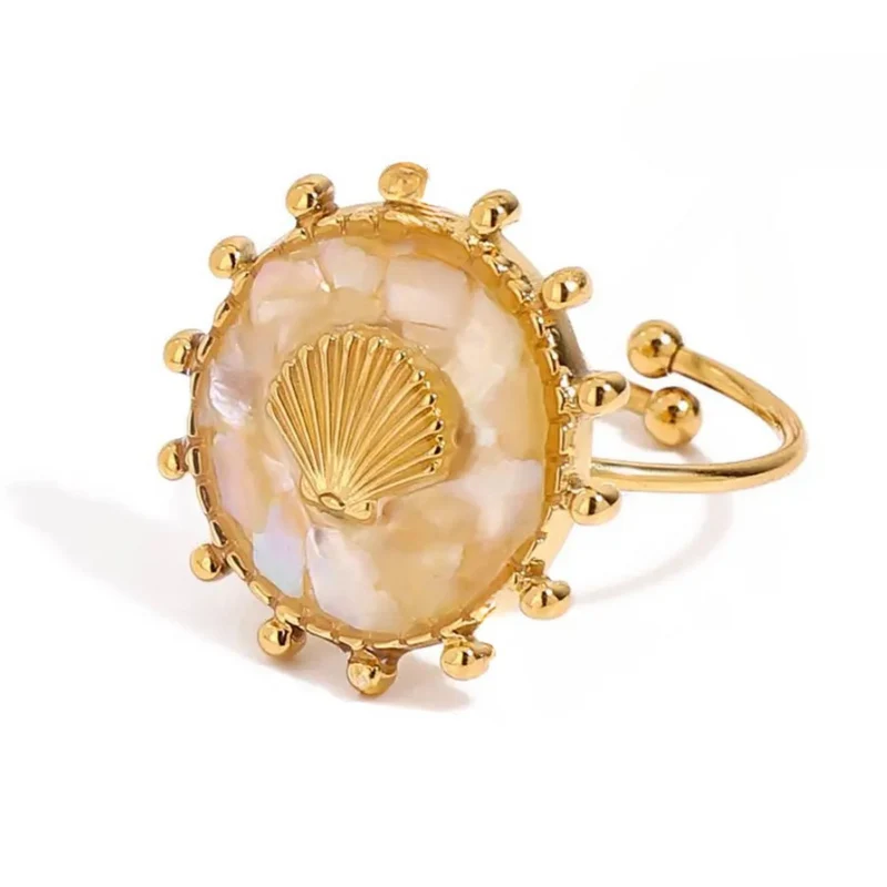 Bague Ronde Coquillage Nacre