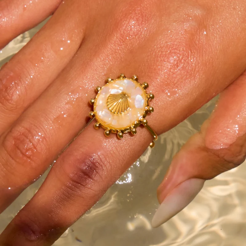 Bague Ronde Coquillage Nacre