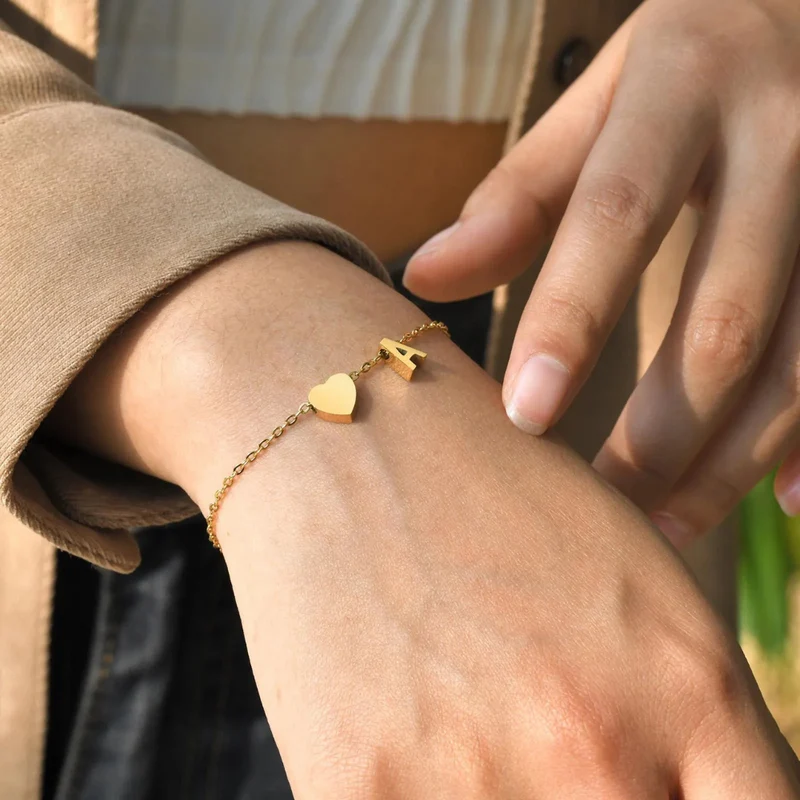 Bracelet Initiale W Cœur