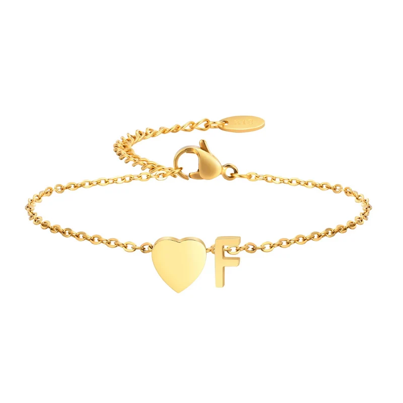 Bracelet Initiale F Cœur
