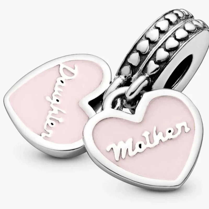 Pandora Moments 925 Sterling Silver Mother & Daughter Hearts Dangle Charm 792072EN40