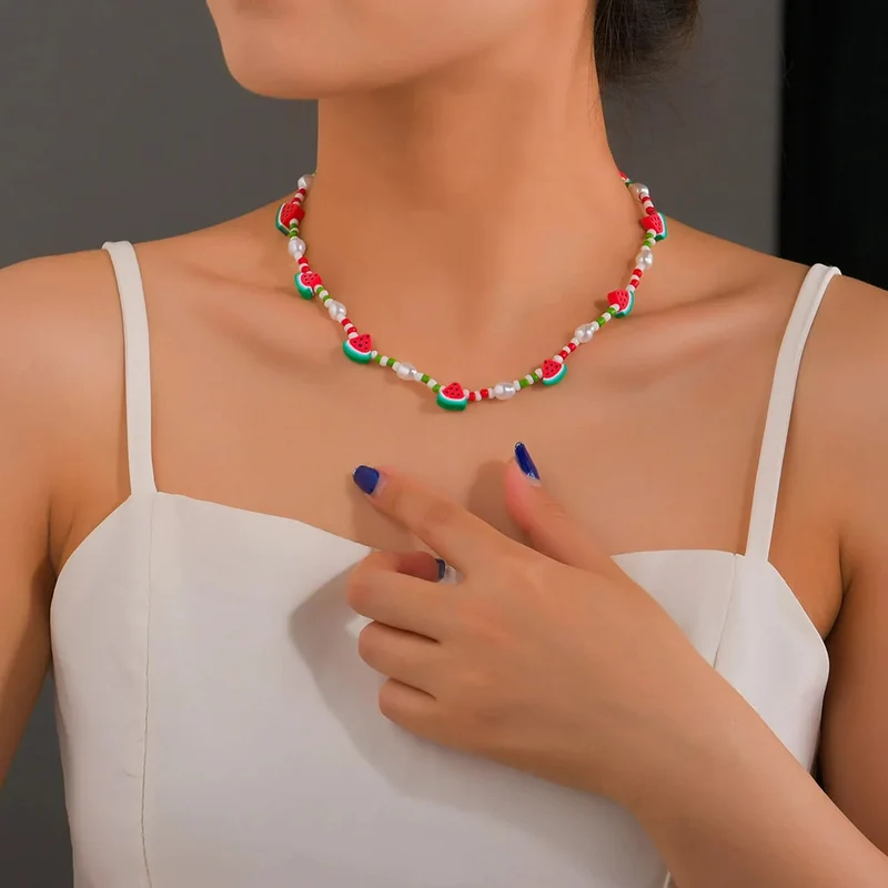 Collier Pastèque Perles