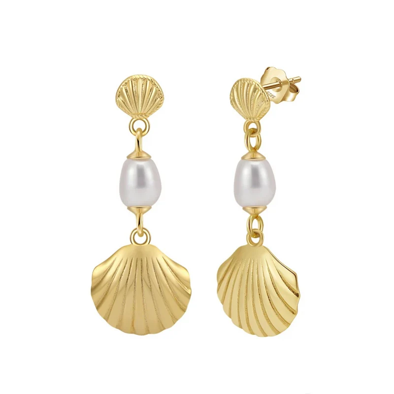 Boucles d'Oreilles Coquillage Perle