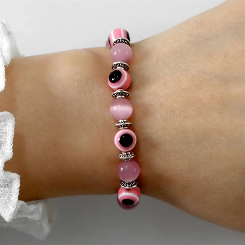 Bracelet Œil Perle Rose